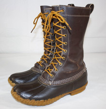 Vintage L.L. Bean Boots Men's 9 M Tall 12" Inch Lace Up Leather Duck Maine USA
