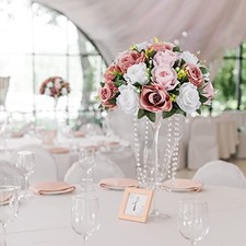 BLOSMON 2Pcs Dusty Pink Rose Kissing Ball 14.2" Wedding Table Decor