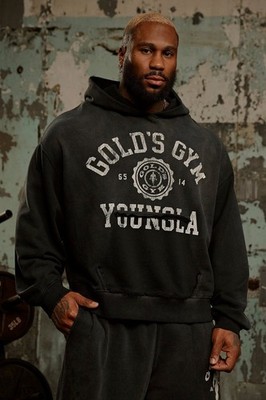 YOUNGLA- 5167 - GOLD'S IRON LEGACY CREST HOODIES - BLACK - MEDIUM