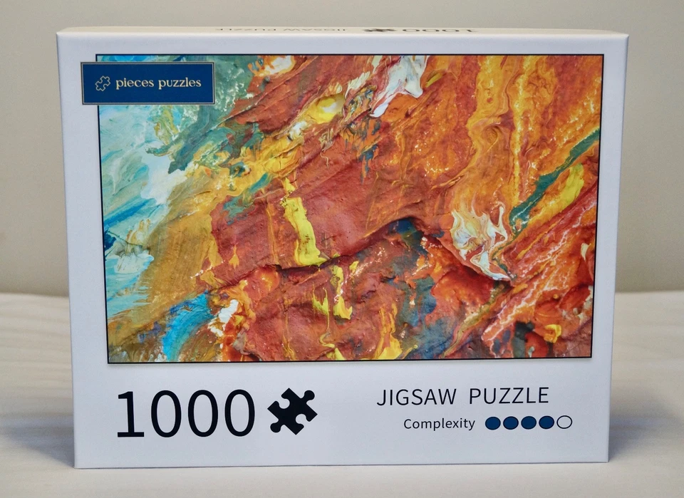 quebra-cabeça 1000 peças arte colorida jogo de tabuleiro arte abstrata difícil laranja - Imagem 3 de 4