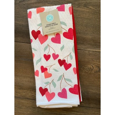 NEW Martha Stewart Valentine Hearts Spring Home Kitchen Towels Set of 3