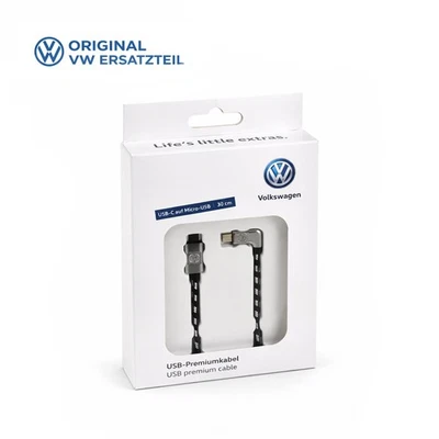 Original VW Anschlusskabel Ladekabel USB-C - Micro-USB Premium 30cm 000051446AB - Bild 1 von 4