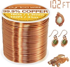 99.9 Pure Copper Wire, 16 Gauge 102 Feet Solid Copper Wire for Jewelry Making C