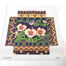 Amanda Lawford Flowers Snail Lady Bug Geometric Cover Needlepoint Canvas #3166