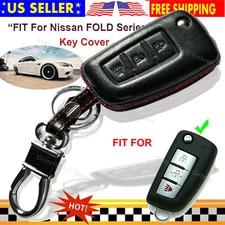 Genuine Leather Case Protector Fob Cover Entry Holder for Nissan Rogue FOLD Key