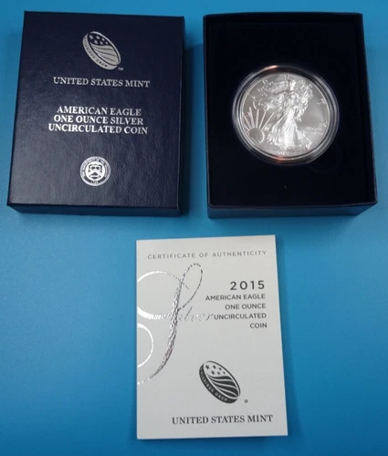 2015-W American Silver Eagle Burnished 1 oz .999 US Mint $1 Coin OGP Box & COA