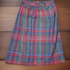 MISS PENDLETON VIRGIN WOOL SKIRT SIZE 6 RED AND BLUE PLAID VINTAGE CUTE USA