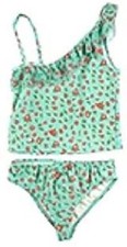 Betsey Johnson Girls Little Ditsy Floral Tankini Swim Set 12, Aqua