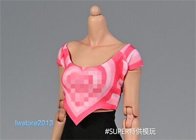 1/6 Pink Love T-shirt Tops Clothes For 12'' Female TBL Phicen JO Figure Body Toys