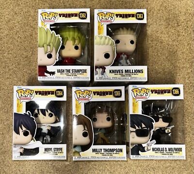 Funko Pop! Vash, Knives Millions, Wolfwood, Milly, Meryl Trigun