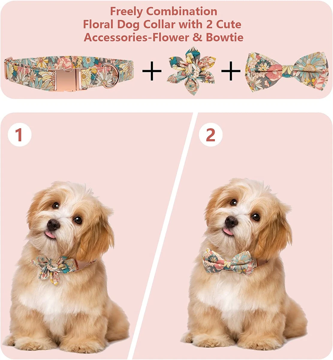 Girl Dog Collars for Puppies Small Medium Large Dogs, Cute Orange Dog Collar  for