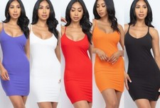 New Stretch Cami Tank Bodycon Scoop Neck Sleeveless Dress 3257