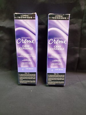 L'OREAL Gray Coverage Haircolor 4 Dark Brown 1.74 oz (2 Pack)