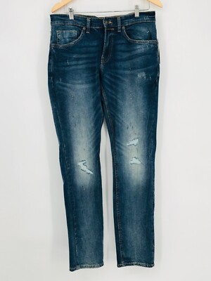 Buffalo David Bitton - Men's Ash-X Distressed Slim Stretch Jeans - Blue - 32x32