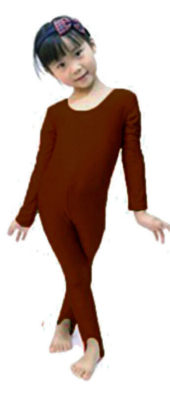 Kids Long Sleeve Dance Gymnastics Catsuit All In One Unitards Leotard Lycra - Image 2 of 4