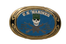 Marines Mess With Best Die Like The Rest Belt Buckle Brass Vintage 1983 NAP Inc