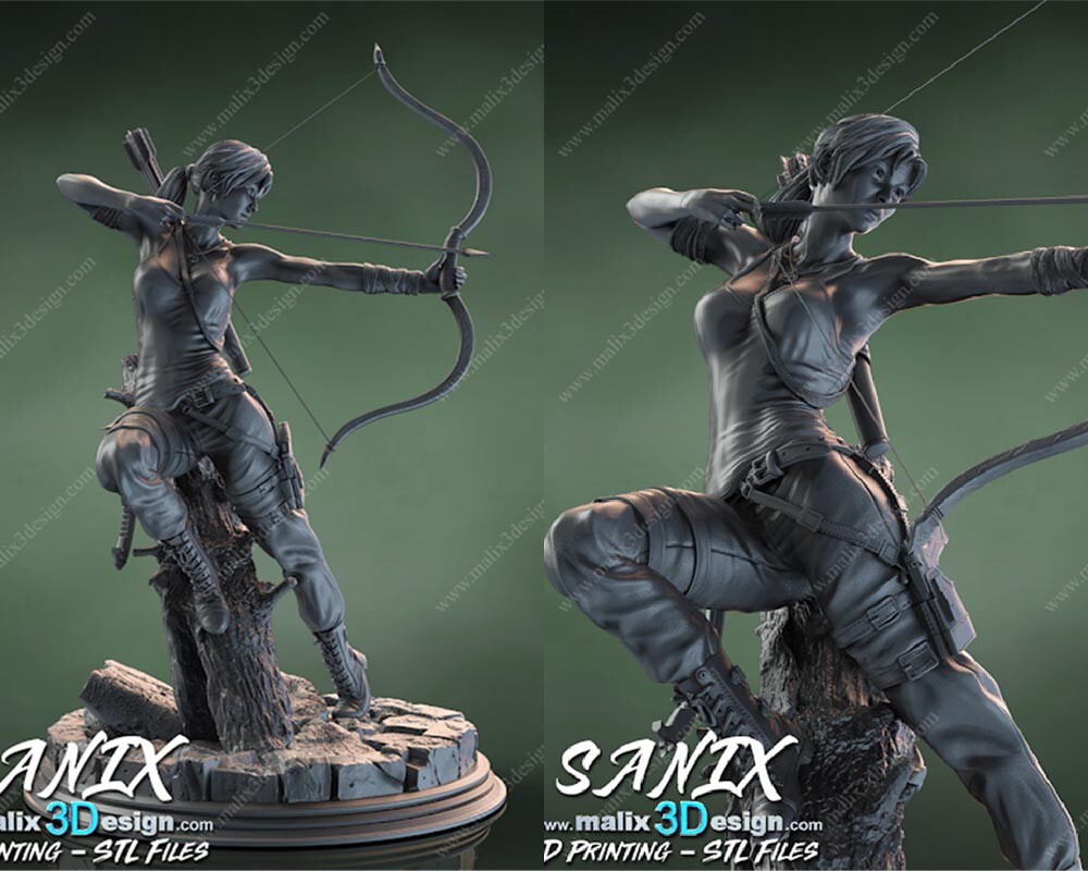 Lara Tomb Raider 3D Printing Unpainted Figure 30cm Model GK Blank
