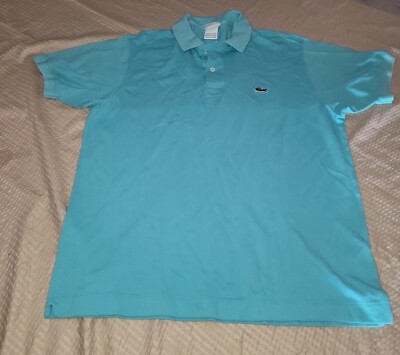 Lacoste Polo Shirt Mens FR 5 L Turquoise Golf Cotton Poly  Preppy Classic Fit