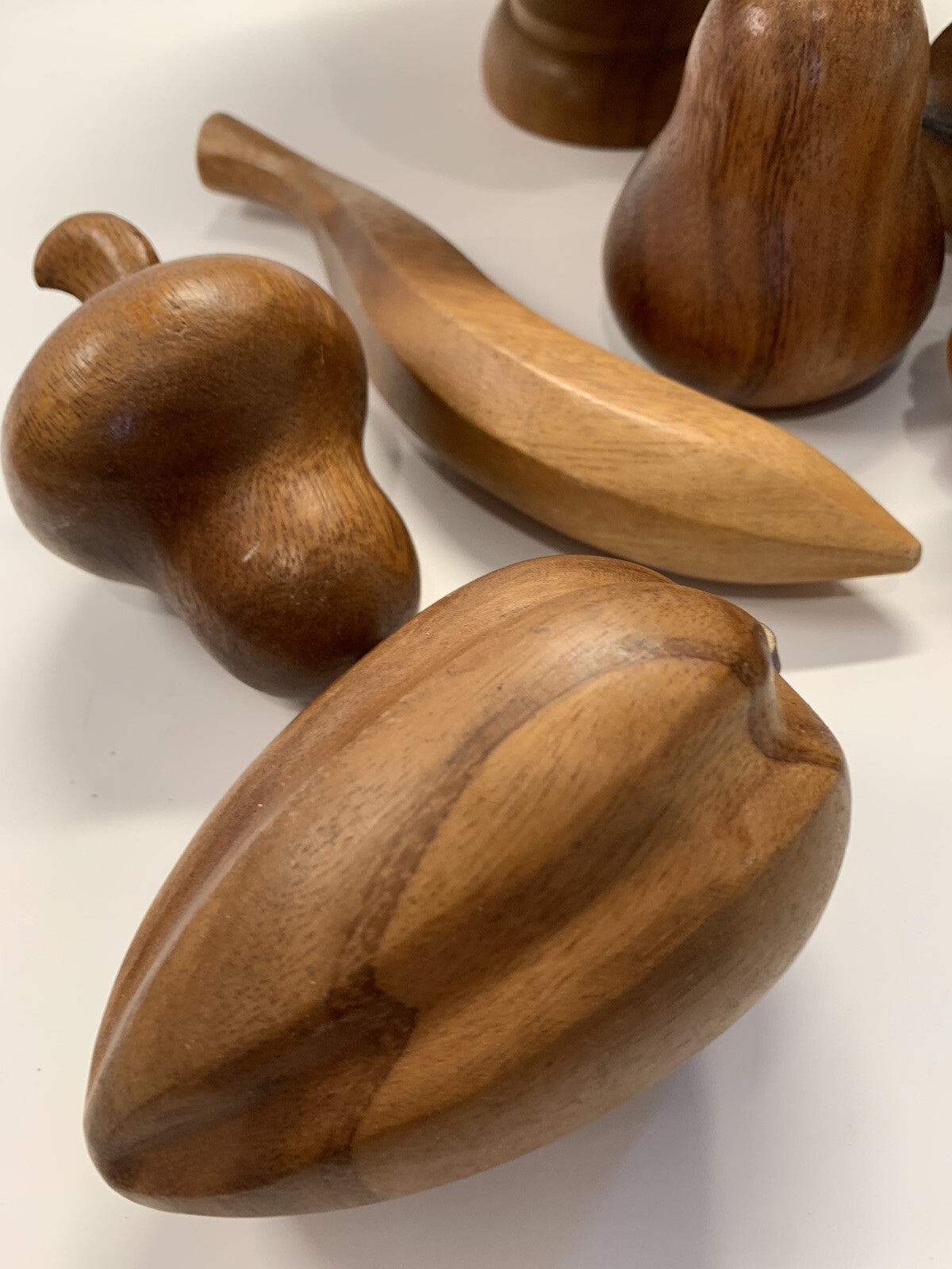 Vintage Wooden Compote Bowl & 7 Carved Wood Fruit Mid Century Modern Teak eBay