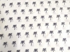 Black Palm Tree Hand Block Printed Fabric Light Weight Summer Fabric Hand Made