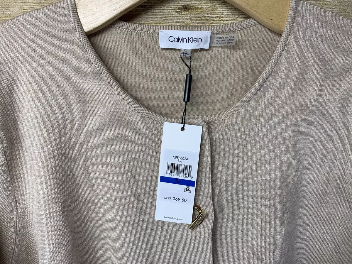 Calvin Klein Button Front Cropped Cardigan Sweater Women s XL NEW