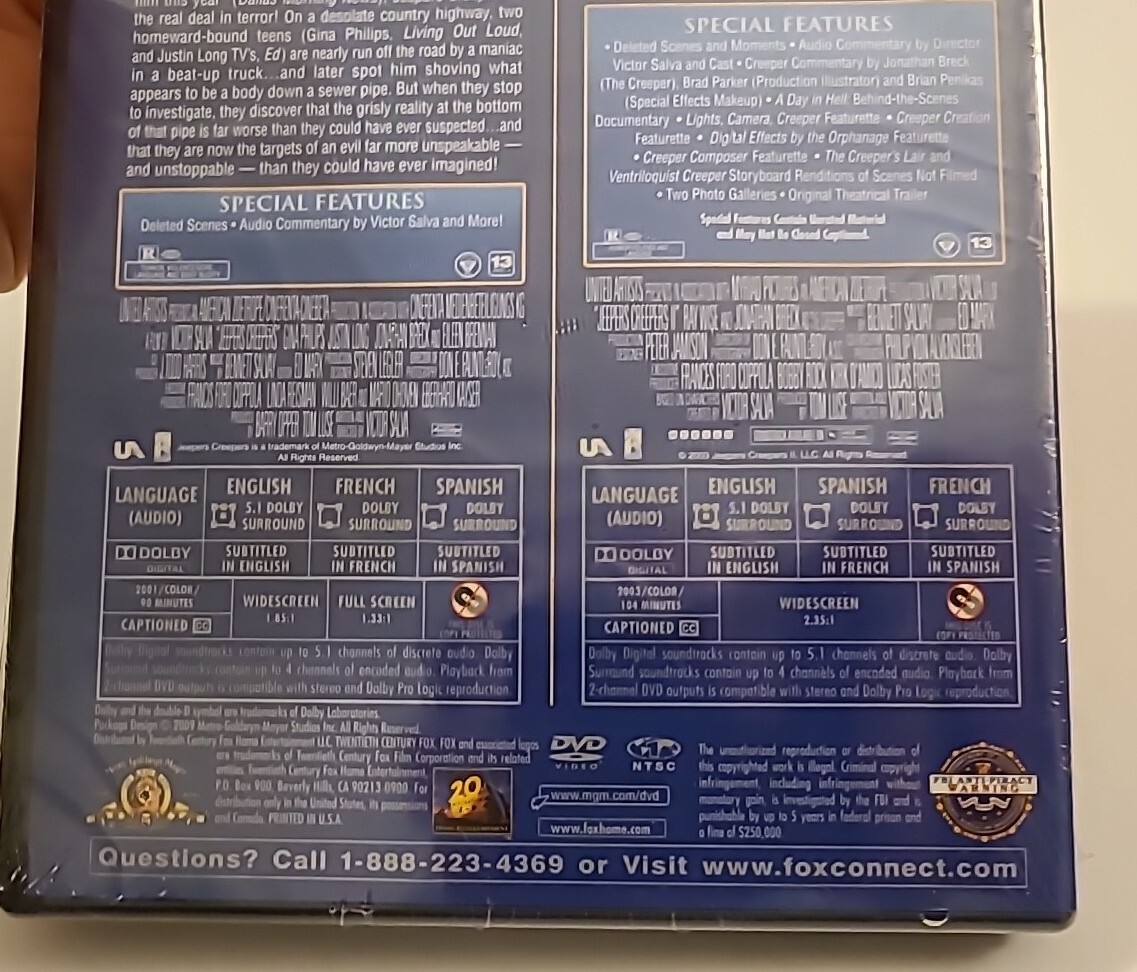 Jeepers Creepers 1 & 2 MGM Double Feature NEW Sealed DVD Horror Deleted