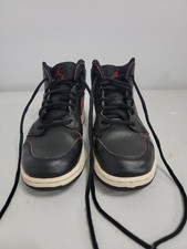 Pre-Owned Air Jordan 1 Retro Mid Black Gym Red 554725-009 Size 6 Y Kids Sneaker