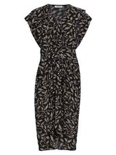 NEW Isabel Marant Etoile Almeya Gathered V-Neck Midi-Dress Black Size 38 D6939