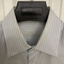 PRADA Milano Made in Italy Blue Stripe Designer Dress Shirt 15.5/39