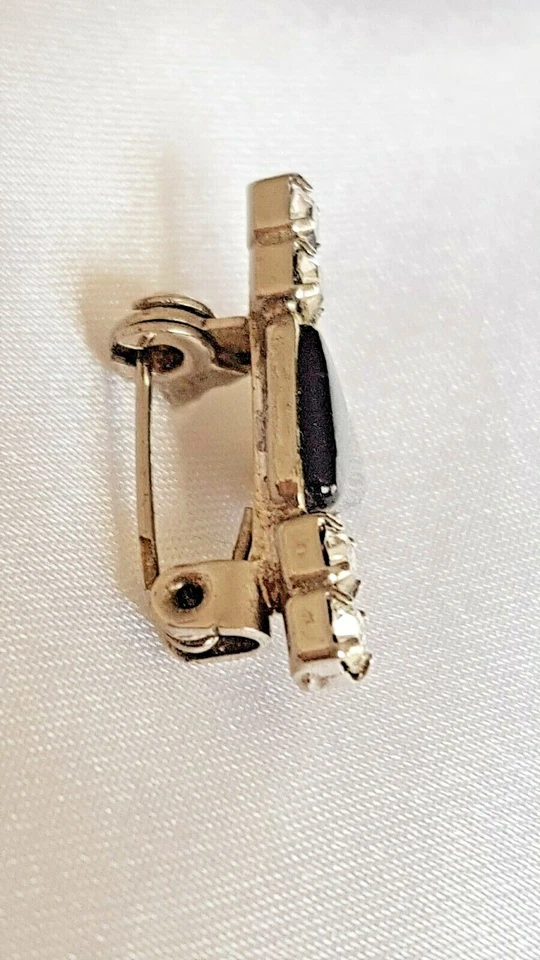 Broche ~ Estilo Art Deco ~ Ónix Negro ~ Diamante Transparente ~ Plateado Foto 4 de 4