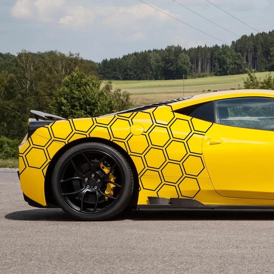 Car Body Side Sticker Hexagon Honeycomb Graphic Decals Vinyl Decor Waterproof Foto 2 de 4