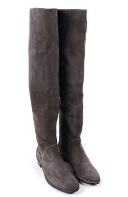 Stuart Weitzman Rocker Chic Suede Leather Over The Knee Boots 7 Taupe
