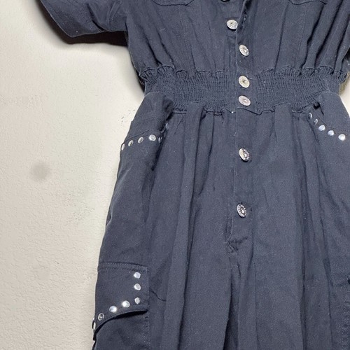 House Of Dereon By Beyonce Y2K Damen Jumpsuit Strampler Schwarz Glitzer Knöpfe Kapuze - Bild 6 von 19