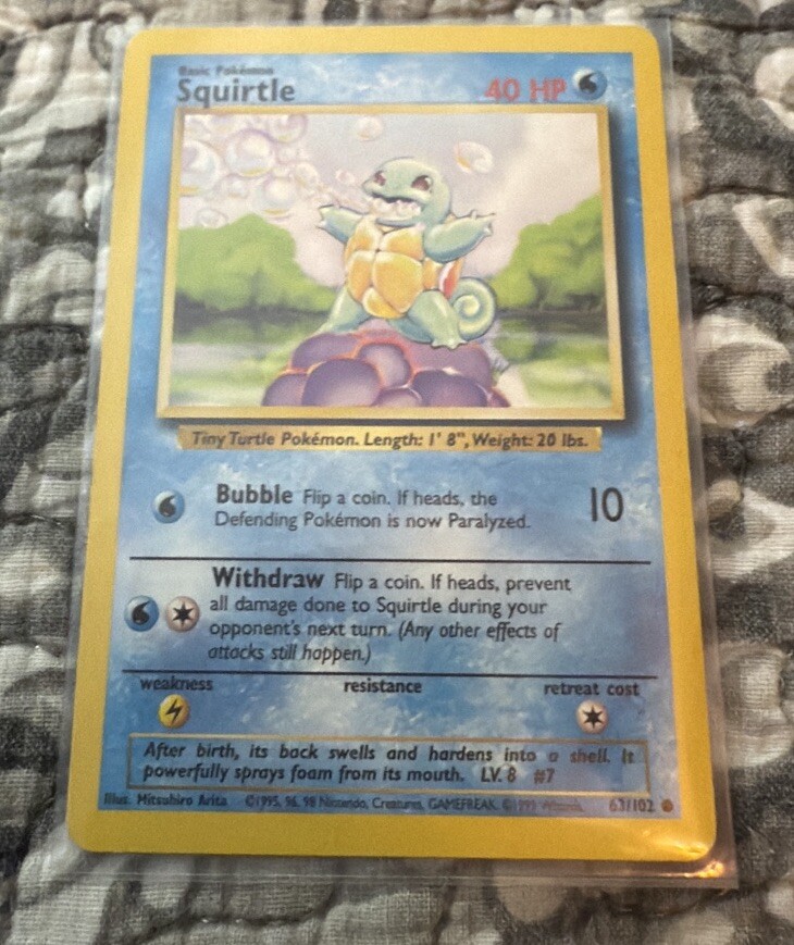 Nintendo Squirtle Base Set Pokemon Card #63/102