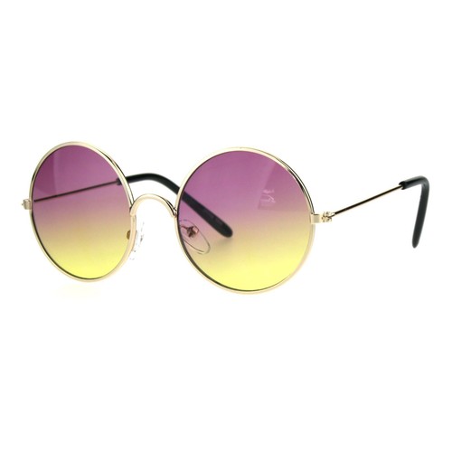 Kids Child Size Hippie Round Circle Lens Tie Dye Gradient Metal Sunglasses - Picture 11 of 29