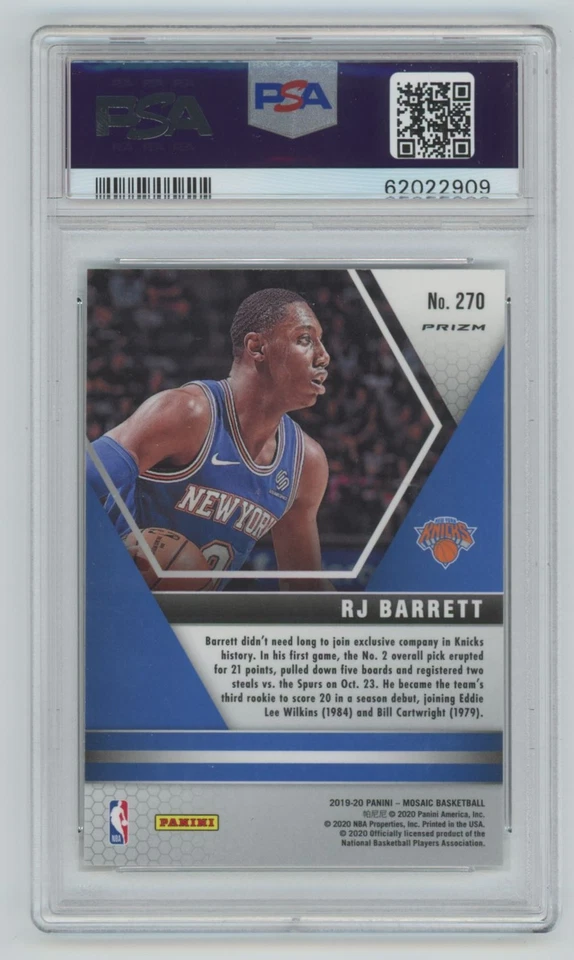 2020-21 Panini mosaic reactive orange psa10 RJ Barrett New York Knicks #270 - Image 2 of 2