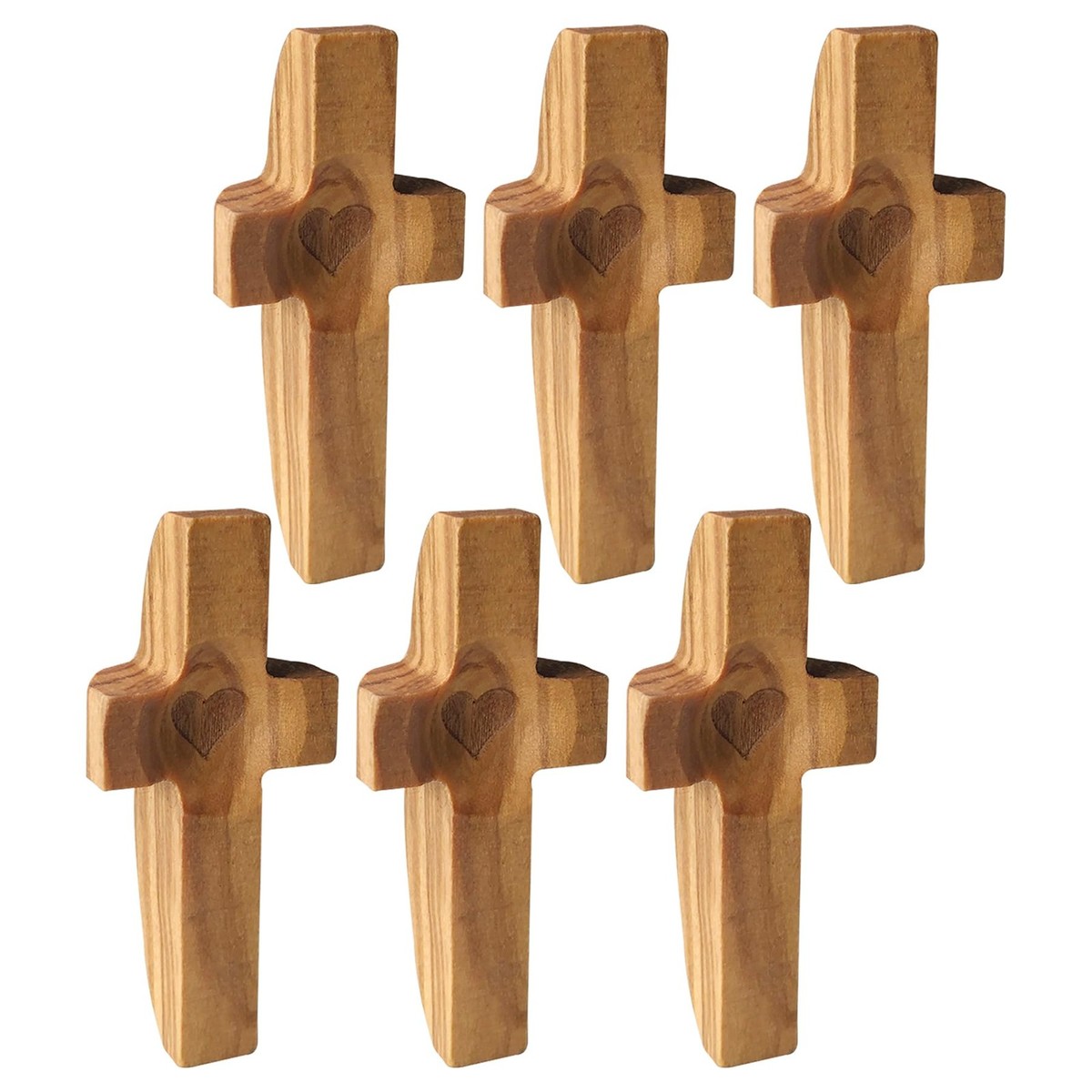 その他 wood cross 6 PCS Olive Wood Handheld Small Crosses, Pocket Prayer Cross