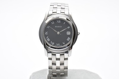 GUCCI 5500M Black Dial Roman Date Quartz Men display picture 2