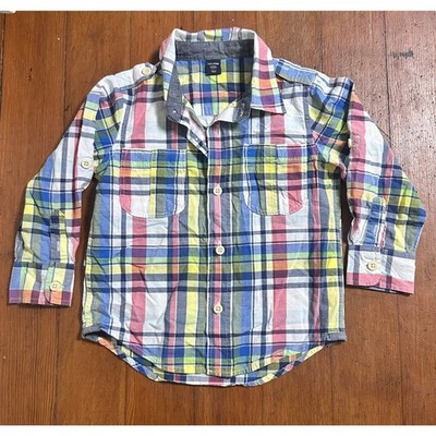 Toddler Boys 2T Button Down Shirt Bundle Baby Gap American Hawk Checkered 3 Pc