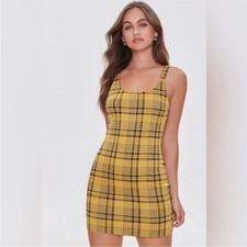 Forever 21 Yellow and Black Plaid Mini Dress