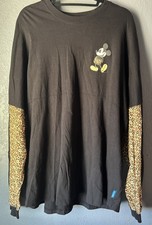Disney Mickey Mouse Black/Cheetah Print Long Sleeve Spirit Jersey Size Xxl