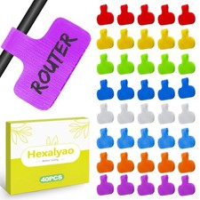 Hexalyao 40 Pack Writable Cable Labels Multi Color Reusable Wire Tags for Cord O