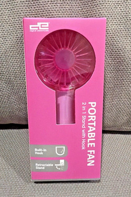 Digital Essentials Portable Fan, Purple, Built-In Hook, Retractable Stand