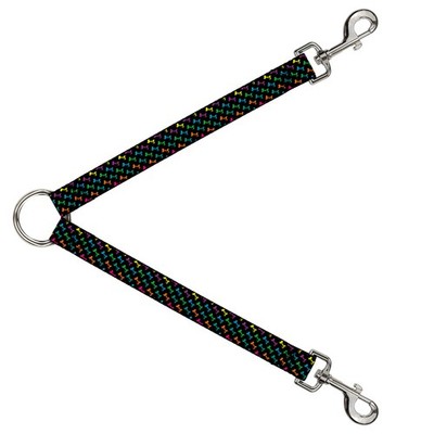 Dog Leash Splitter Dog Bone Black/Multi Color (US IMPORT)