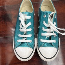 Converse All Star Glitter Turquoise Green Sneakers Shoes Youth Sz 13 Junior
