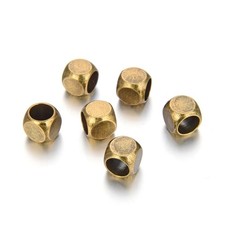 200 Beautiful 4mm 0.16 Inch Small Tiny Cube Spacer Loose Beads Antique Bronze