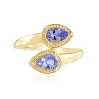 Cavill Tansanit Ring 1,28Ct Tropfen 925 Silber Goldplattiert Damen- Echtschmuck