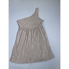 Forever 21 Dress Medium Beige One Shoulder Pleated Party Cocktail Mini Dress Y2K