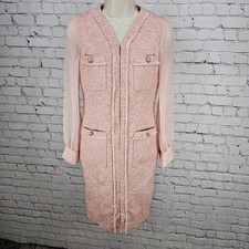 Minimum Reflex Pink Tweed Creazione Giolica Design Long Sheer Sleeve Dress Small