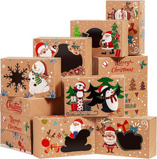 12PCS Christmas Cookie Boxes for Gift Giving, 8.75" X 5.75" X 2.75" Xmas Holiday
